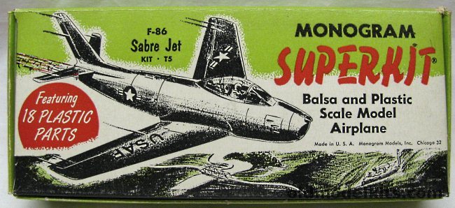 Monogram 1/60 Superkit F-86 Sabre Jet, T5 plastic model kit